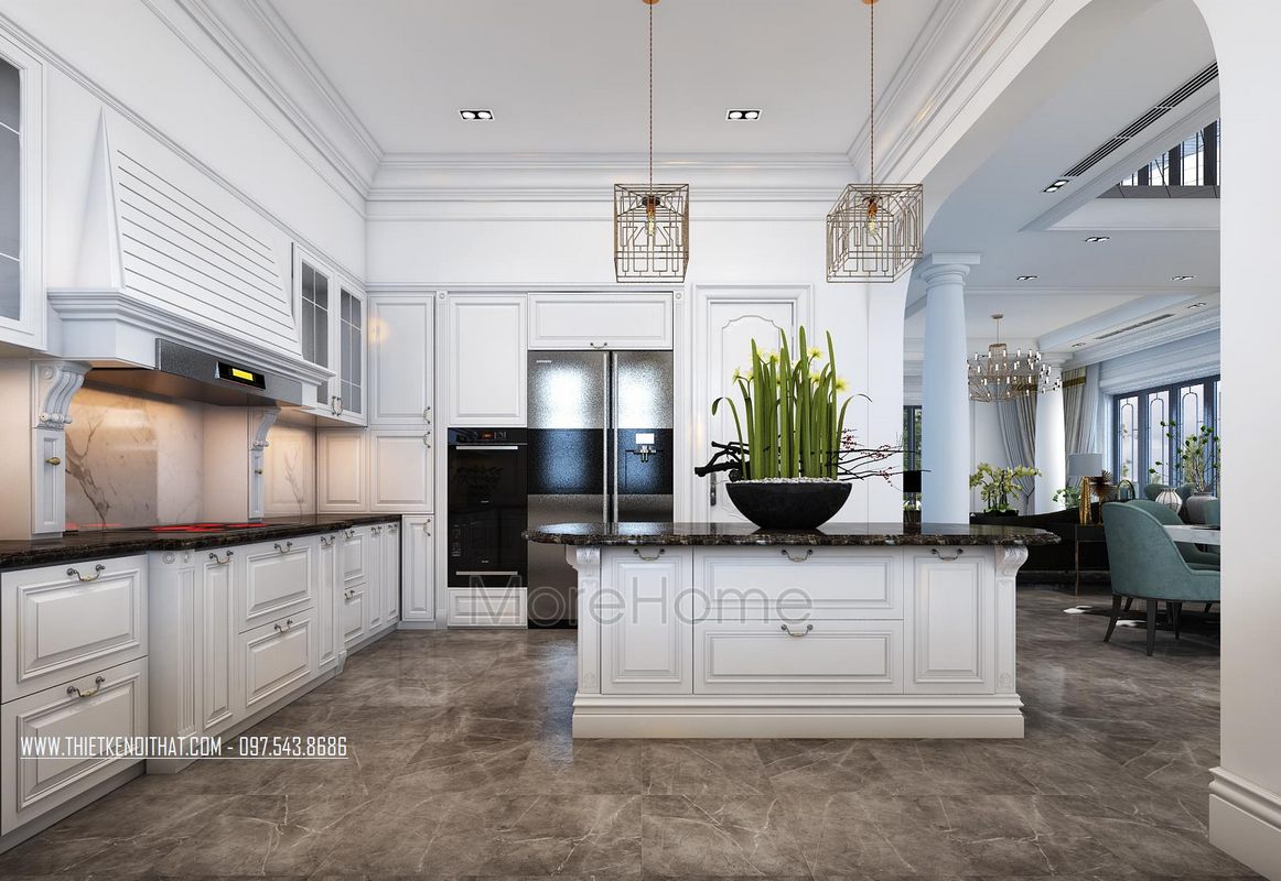 Thiết kế phòng bếp biệt thự Vinhome RiverSide